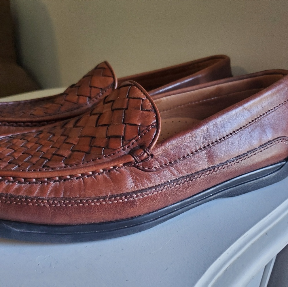Dockers brown leather weaved top loafers size 10.5 - Picture 2 of 6